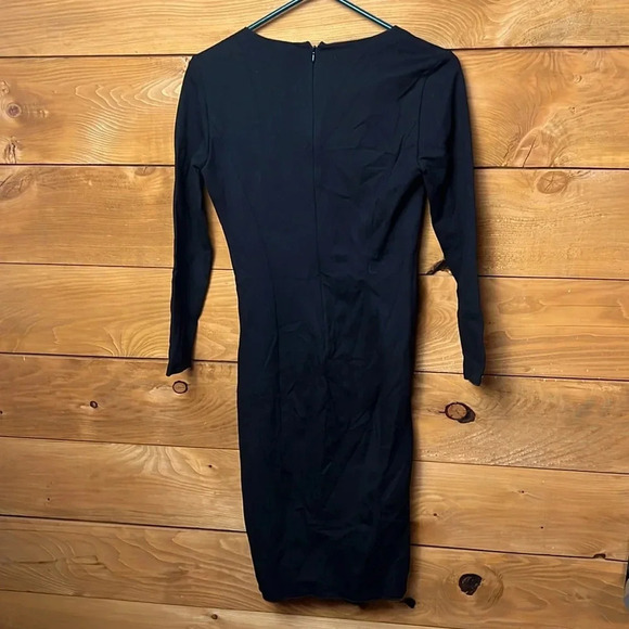 Emporio Armani‎ V-Neck Faux Mini Wrap Jersey Dress Long Sleeve 6 Black Cocktail - Picture 9 of 10